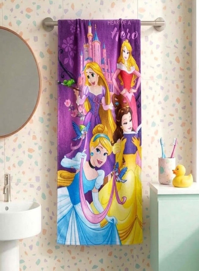 Athom Living Disney Princess Kids Cotton Bath Towel, Super Soft, Quick Dry, Highly Absorbent, Lightweight & Durable Towel for Girls | Pack of 1| 60x120cm, 350 GSM - Image 1