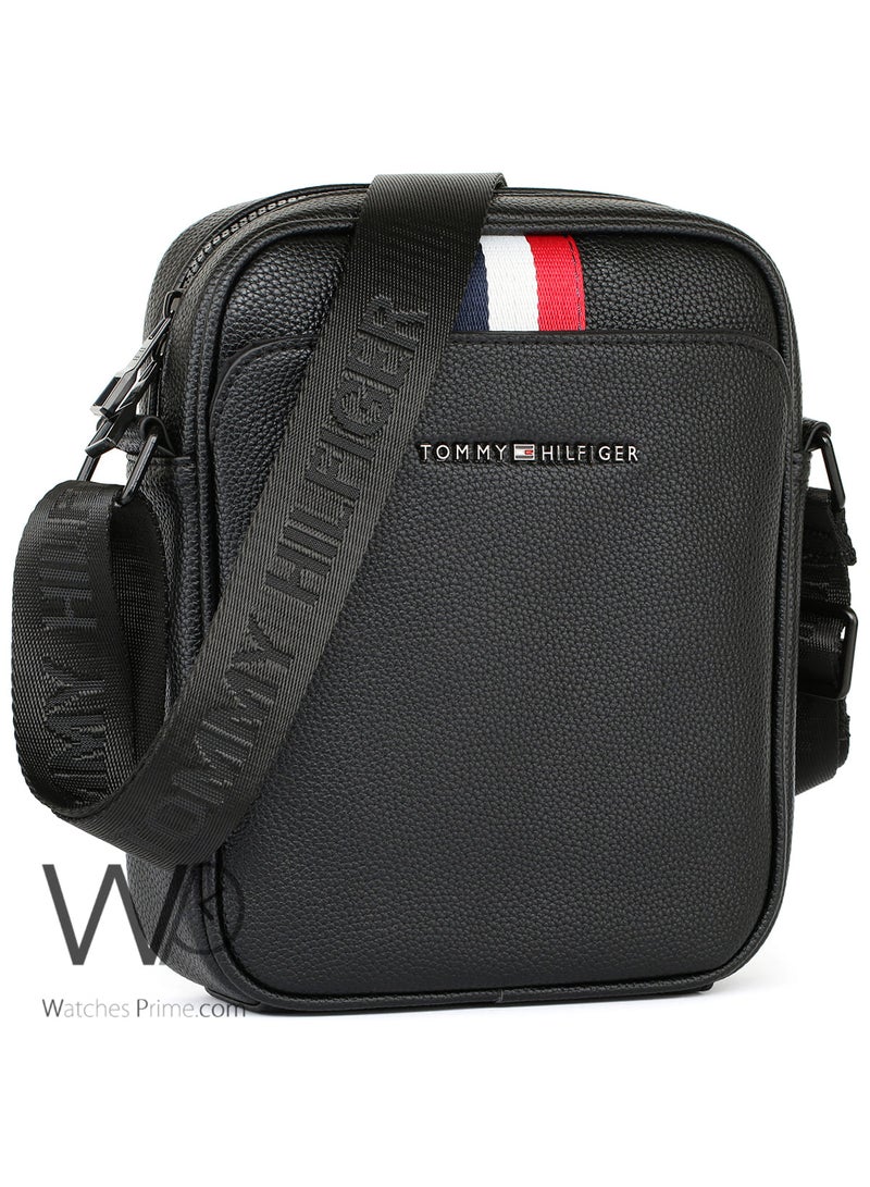 Tommy Icons Leather Tommy Hilfiger Crossbody Messenger Shoulder Black Bag For Men - Image 2