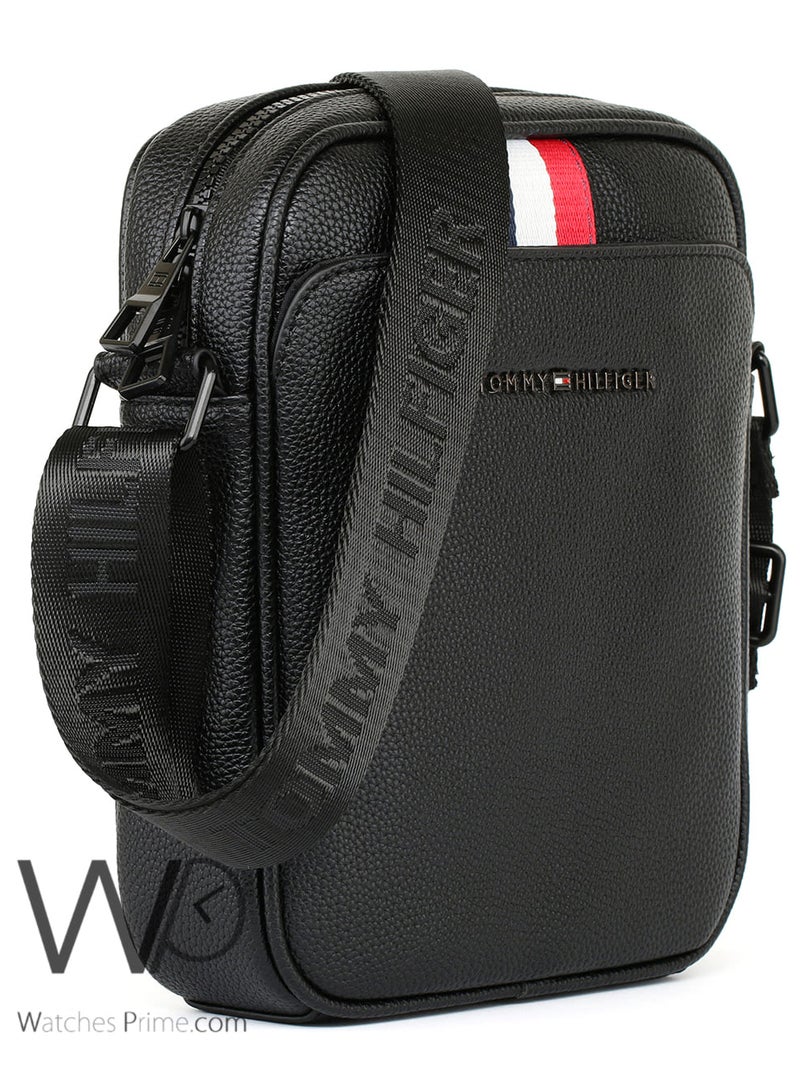 Tommy Icons Leather Tommy Hilfiger Crossbody Messenger Shoulder Black Bag For Men - Image 4