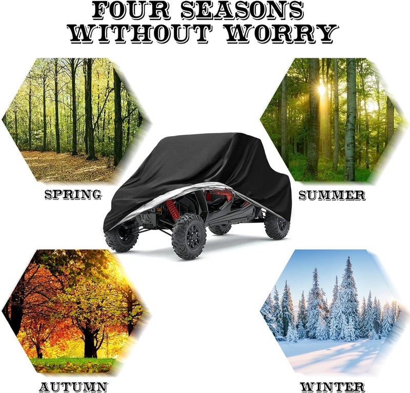 NEVERLAND UTV Covers Heavy Duty - Side by Side Cover Waterproof 300D Outdoor Storage Waterproof Black Compatible with Polaris Ranger Can am Yamada Protection 157.48"x 66.92"x 76.77"(400x170x195cm) - Image 5