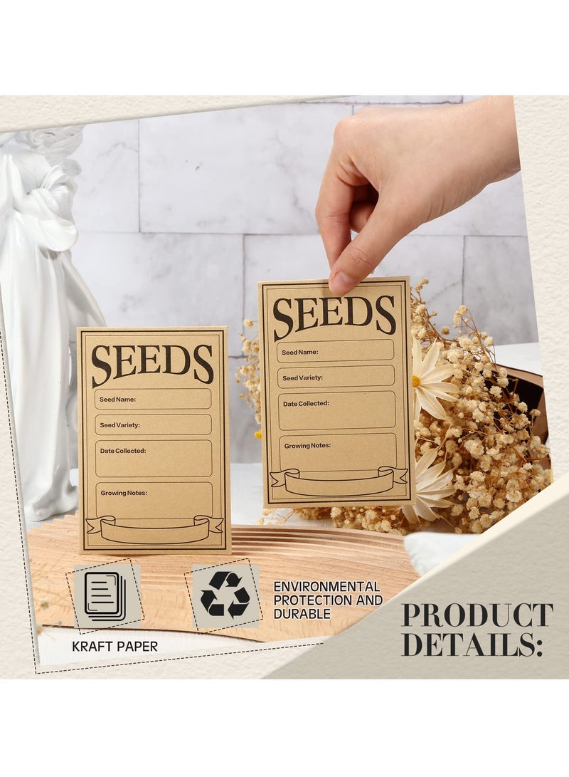 SYOSI 100 Pcs Seed Envelopes 3.15" x 4.72" Self Sealing Seed Packets Kraft Paper Resealable Seed Bags Pack Organizer with Collection Types Seed Envelopes Mini Parts Small Items Stamps Storage Packets - Image 3