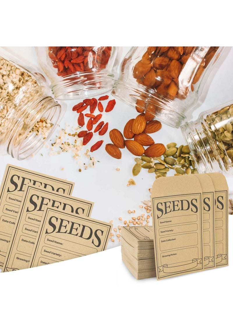 SYOSI 100 Pcs Seed Envelopes 3.15" x 4.72" Self Sealing Seed Packets Kraft Paper Resealable Seed Bags Pack Organizer with Collection Types Seed Envelopes Mini Parts Small Items Stamps Storage Packets - Image 4