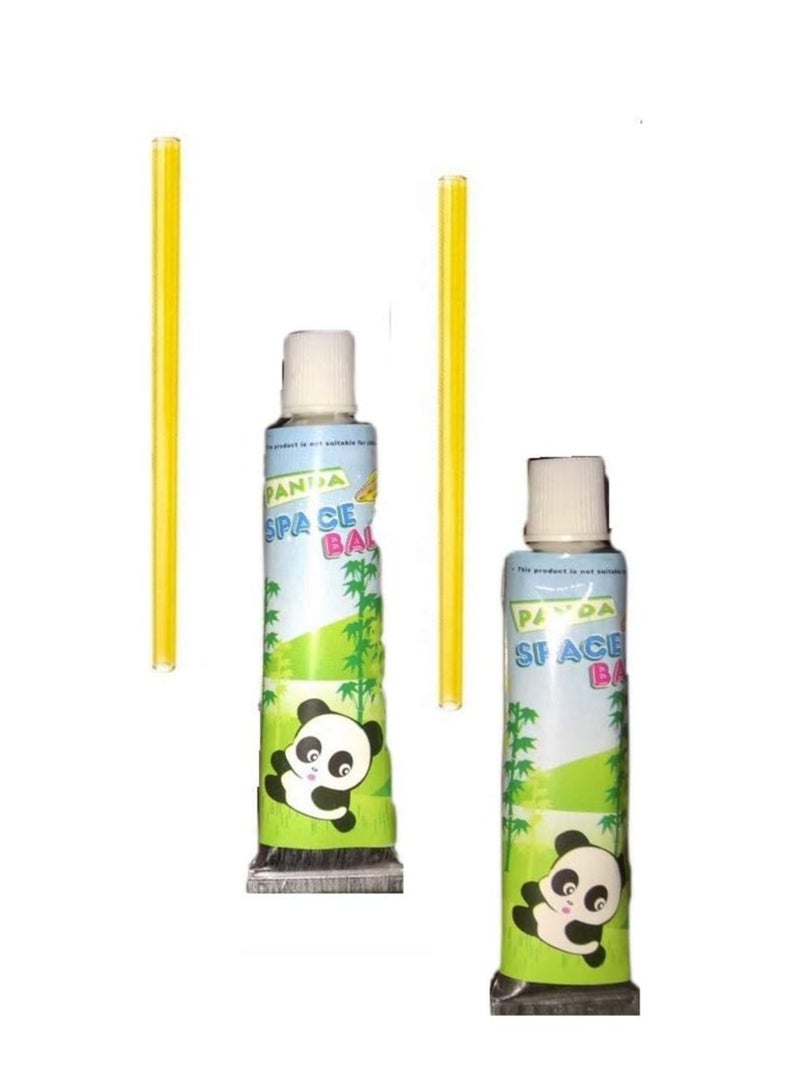 24 Pieces Plastic Bubble Colored Transparent Balloon Paste Space Balloons with Straws - Fun, Non-Toxic, Easy-to-Blow Balloons for Kids, Suitable for Ages 3 and Up