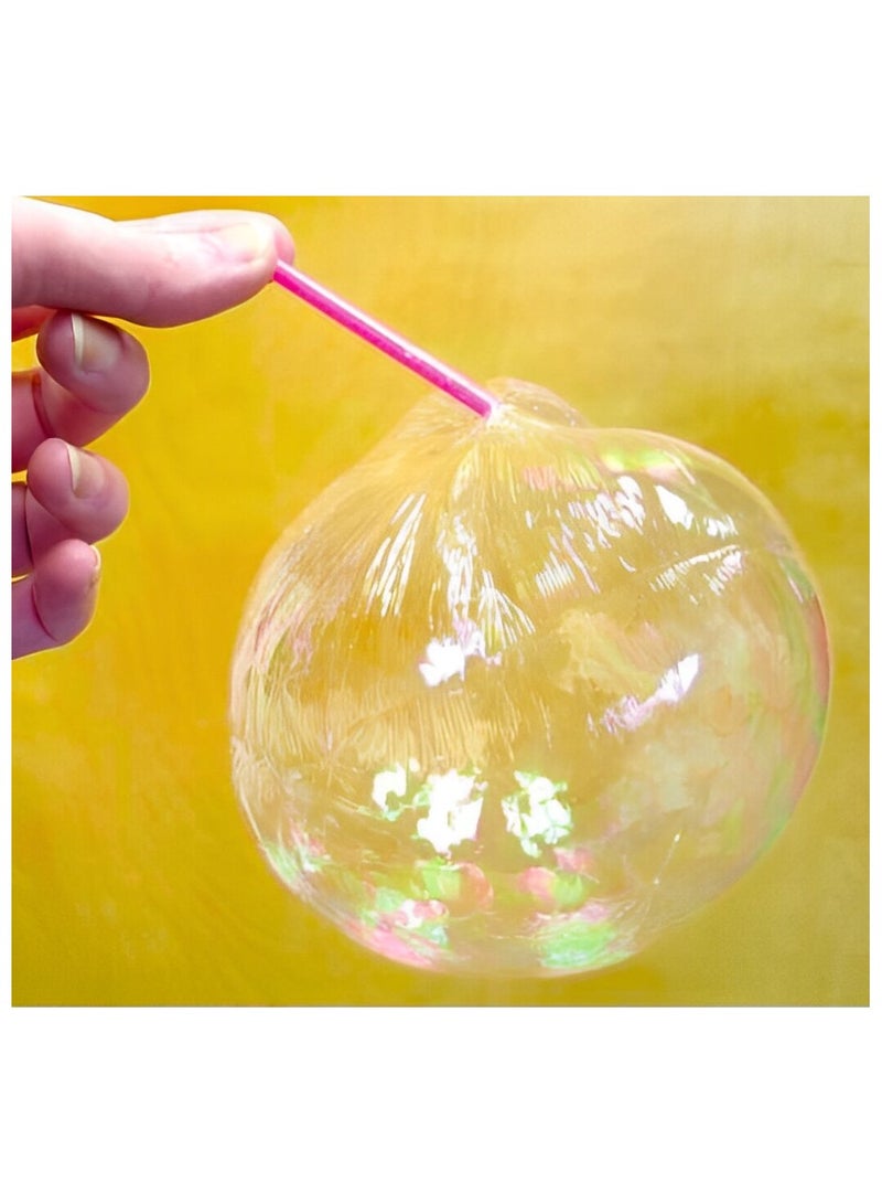24 Pieces Plastic Bubble Colored Transparent Balloon Paste Space Balloons with Straws - Fun, Non-Toxic, Easy-to-Blow Balloons for Kids, Suitable for Ages 3 and Up
