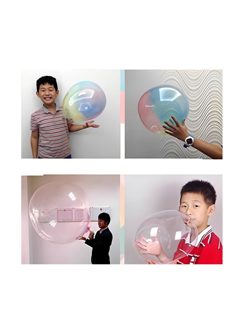24 Pieces Plastic Bubble Colored Transparent Balloon Paste Space Balloons with Straws - Fun, Non-Toxic, Easy-to-Blow Balloons for Kids, Suitable for Ages 3 and Up