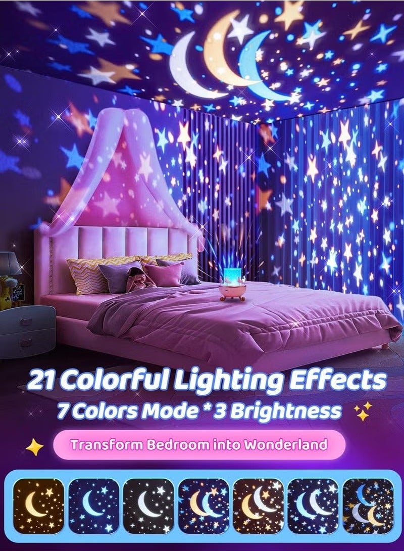 TIGER ضوء الليل للأطفال – 21 لون + 15 فيلم + 360° أضواء النجوم لجهاز عرض السقف – تحكم عن بعد + 10 موسيقى لجهاز عرض النجوم للأطفال – جهاز عرض ضوء الليل اللطيف للفتيات من عمر 1-9 سنوات – عرض ضوئي مهدئ وممتع ومريح للنوم - Image 3