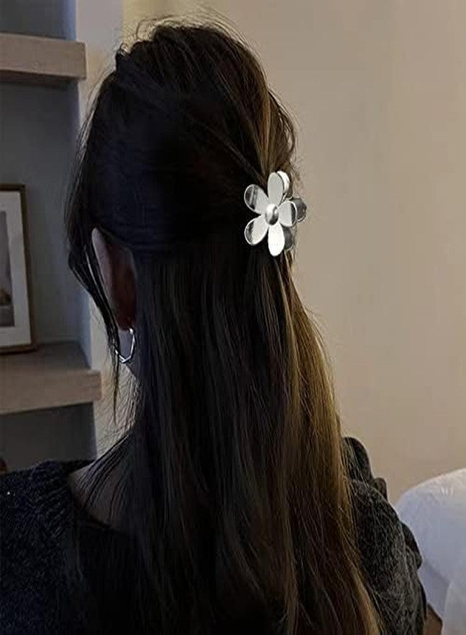 Cart Log CartLog Flower Hair Claw Clips for Women & Girls - Floral Clutchers, Gold & Silver Hair Accessories (Pack of 6 (3 golden & 3 silver)) - Image 2