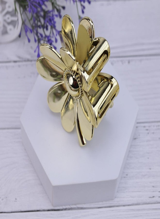 Cart Log CartLog Flower Hair Claw Clips for Women & Girls - Floral Clutchers, Gold & Silver Hair Accessories (Pack of 6 (3 golden & 3 silver)) - Image 5