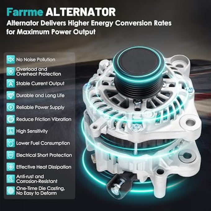 Farrme 11999 Car Alternator 12V 110 Amp, 7-Groove Pulley Fit for Honda Accord 2013-2017 L4 2.4L Automotive Replacement Alternators 14489N 14489 31100-5A2-A02 - Image 4