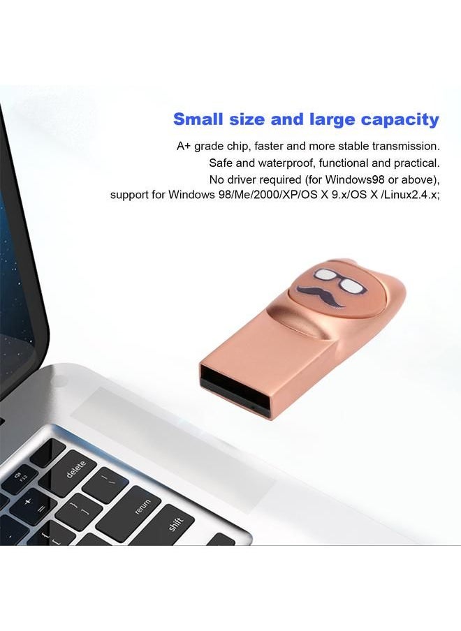 Arabest - U Disk Cartoon Moustache Pattern USB Flash Drive Computer Data Storage Memory Stick16GB Rose Gold - Image 1