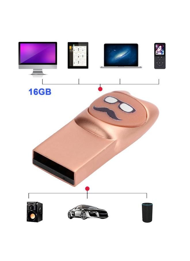 Arabest - U Disk Cartoon Moustache Pattern USB Flash Drive Computer Data Storage Memory Stick16GB Rose Gold - Image 1