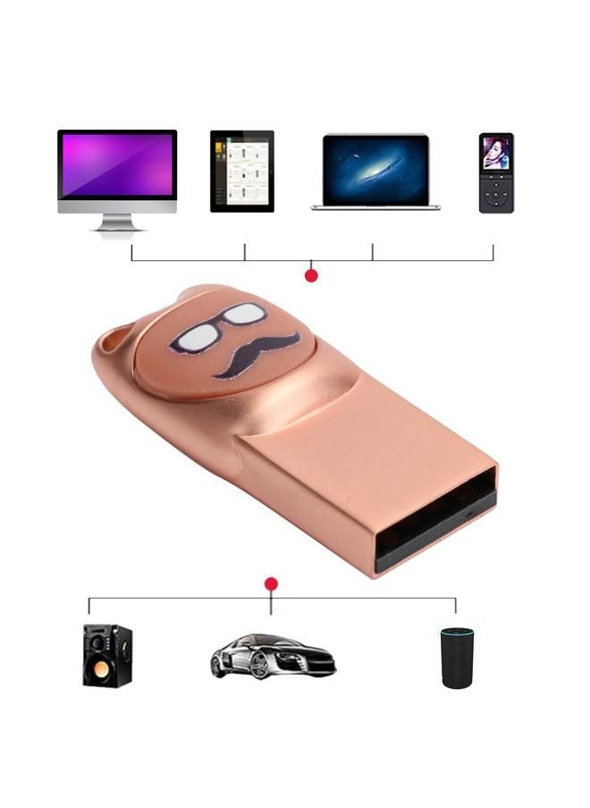 Arabest - U Disk Cartoon Moustache Pattern USB Flash Drive Computer Data Storage Memory Stick16GB Rose Gold - Image 1