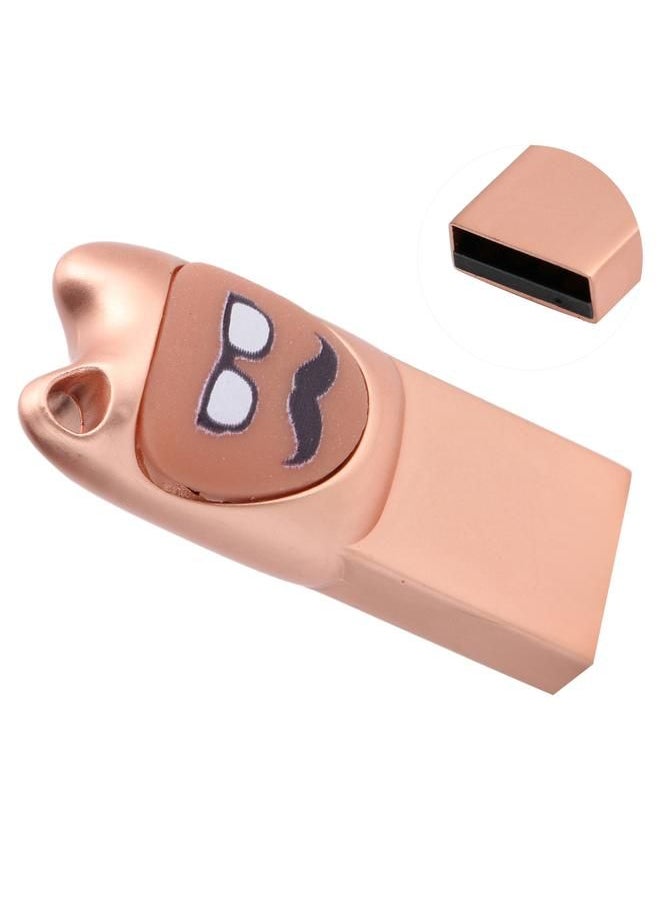 Arabest - U Disk Cartoon Moustache Pattern USB Flash Drive Computer Data Storage Memory Stick16GB Rose Gold - Image 1