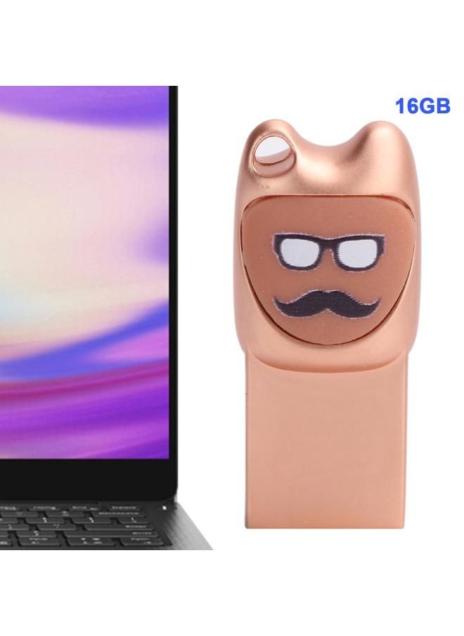 Arabest - U Disk Cartoon Moustache Pattern USB Flash Drive Computer Data Storage Memory Stick16GB Rose Gold - Image 1