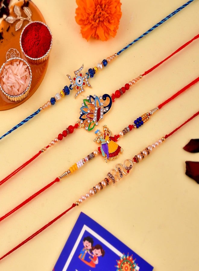 Pride Store Rakhi, Rakhi for brother Pack of 4 Rakhi, 1 TilaK Pack, 1 Greeting Card - Image 2