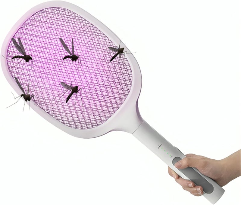 Electric Mosquito Swatter Bug Zapper Racket 2 In 1 Mosquito Lamp Rechargeable Fly Killer With Base Stand Three Layer Mesh 2W Power Indoor Outdoor - Image 1