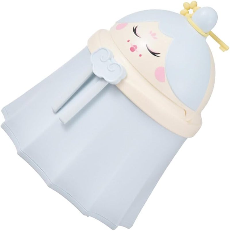 LOOKMINT Small Dustbin for Kids Study Table Desktop Cute MIni Trash Bin Chinese Doll Top Swing Lid SkyBlue - Image 1