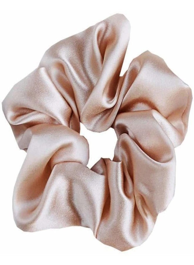 IBDA RoseGold Silk Scrunchie, Hair Ties, Handmade, Adjustable Size Rubber Band - Image 1