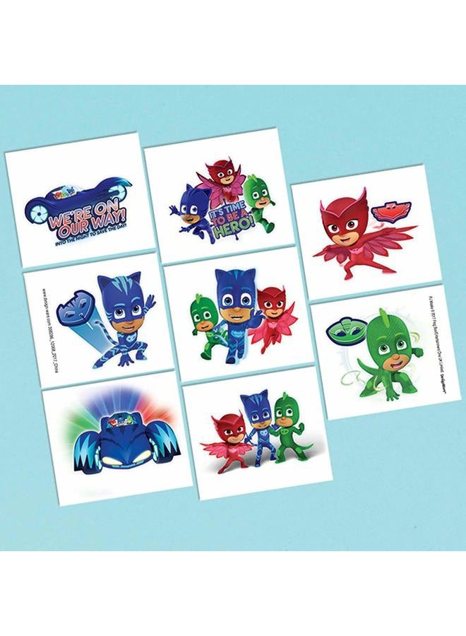Amscan Vibrant Multicolor PJ Masks Tattoo Favors - 2" x 1.75" (Pack of 8) - Kid-Friendly Temporary Tattoos - Perfect for Party Bags & Fun Events - Image 2