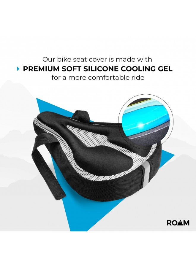 Roam Bike Seat Cushion Cover - Padded, Comfort Gel Bicycle Pad for Mountain, Road, Cruiser, Exercise, Spin, or Stationary Bikes - Saddle Bike Seat Cover for Adult Men & Women - Black - Image 2