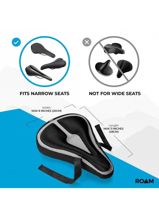 Roam Bike Seat Cushion Cover - Padded, Comfort Gel Bicycle Pad for Mountain, Road, Cruiser, Exercise, Spin, or Stationary Bikes - Saddle Bike Seat Cover for Adult Men & Women - Black - Image 4