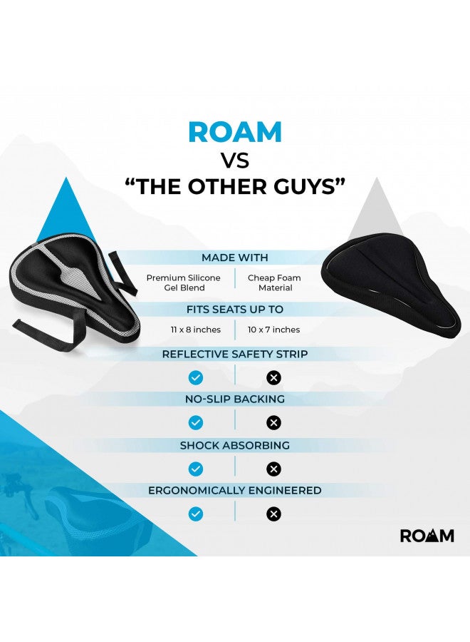 Roam Bike Seat Cushion Cover - Padded, Comfort Gel Bicycle Pad for Mountain, Road, Cruiser, Exercise, Spin, or Stationary Bikes - Saddle Bike Seat Cover for Adult Men & Women - Black - Image 5
