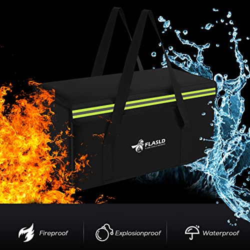 FLASLD Large Fireproof Document Bags, 24x12x12” Waterproof Storage Firesafe Bag, Fireproof Folder Safe Box for Cash, Valuables & Passport, Silicone Coating & Zipper Closure - Image 2