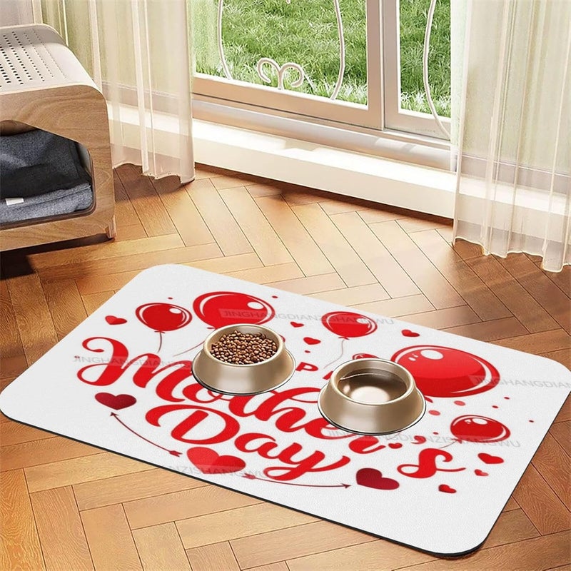 Pet Feeding Mat for Floors Waterproof Dog Mat for Food and Water Happy Mother's Day Floral Gift Mom Blessing Eh Absorbent Quick Dry Non Slip Mats Cat Bowls 18X12In - Image 3
