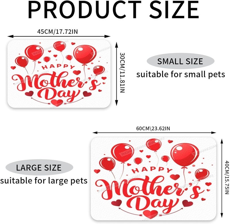 Pet Feeding Mat for Floors Waterproof Dog Mat for Food and Water Happy Mother's Day Floral Gift Mom Blessing Eh Absorbent Quick Dry Non Slip Mats Cat Bowls 18X12In - Image 4
