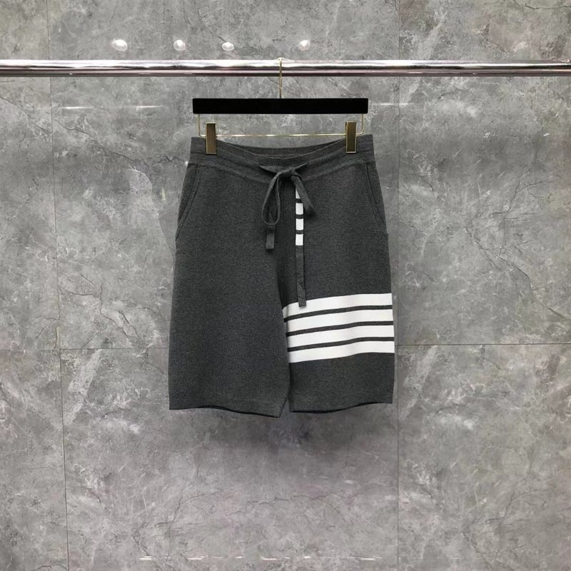 TB Fashion Brand Summer Wool Shorts Casual Fashion Breathable Shorts Classic Loose Four Bar Sports Pants Grey