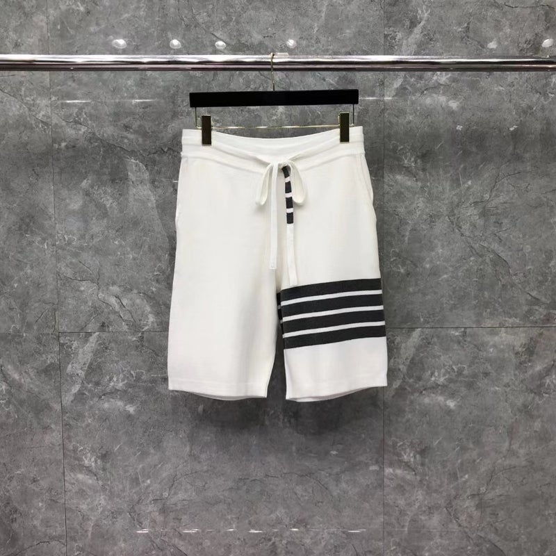 TB Fashion Brand Summer Wool Shorts Casual Fashion Breathable Shorts Classic Loose Four Bar Sports Pants Grey