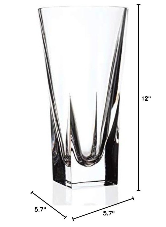 Barski Vase - Crystal Glass - 12" H - for Flowers - Roses - Square Bottom - Round Opening - Made in Europe - Image 2