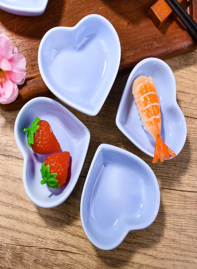 Cerficer Set of 6 Heart Shaped Ceramic Dipping Bowls, Small Light Blue Soy Sauce Dishes for Sushi, Porcelain Condiment Cups for Ketchup, Butter & Appetizers, 3" Mini Decorative Dessert Bowls - Image 5