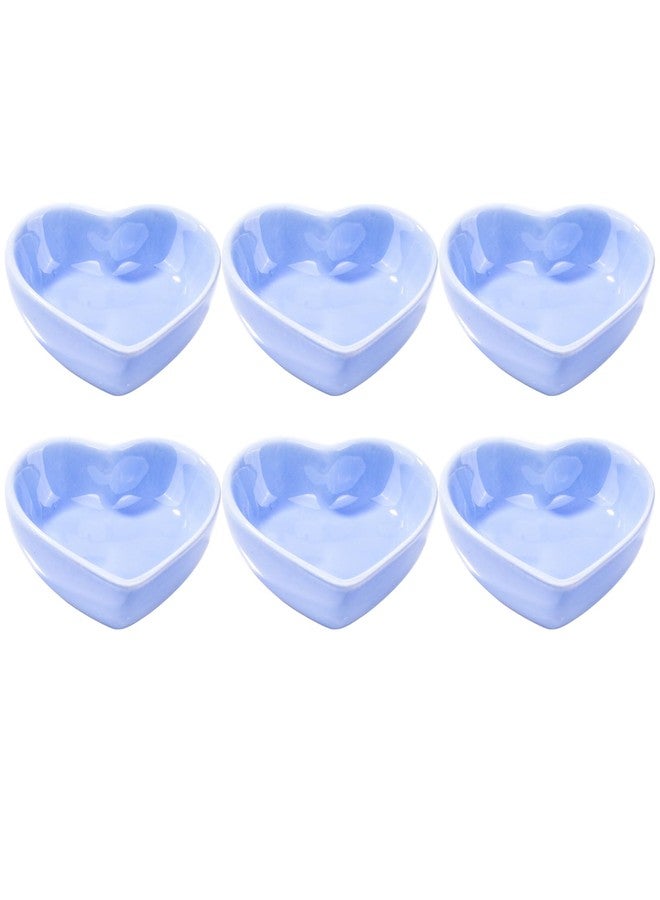 Cerficer Set of 6 Heart Shaped Ceramic Dipping Bowls, Small Light Blue Soy Sauce Dishes for Sushi, Porcelain Condiment Cups for Ketchup, Butter & Appetizers, 3" Mini Decorative Dessert Bowls - Image 1