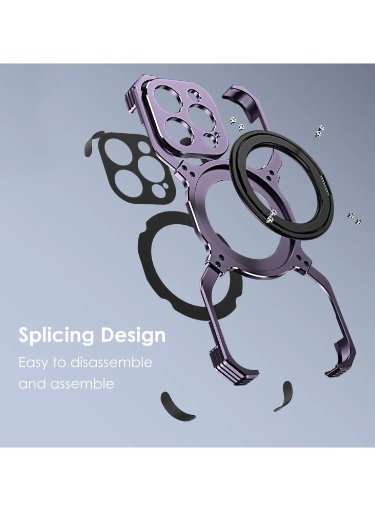 Kannzz IPhone 15 Mechanical Arm Borderless MagSafe Holder Metal Phone Case - Silver - Image 2