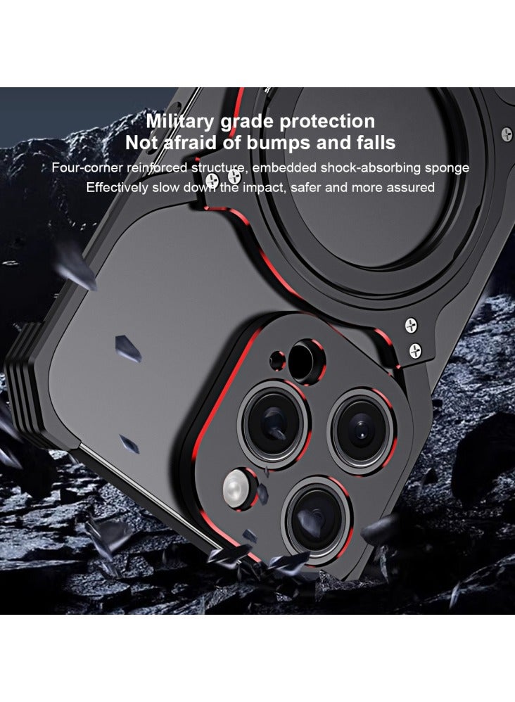 Kannzz IPhone 15 Mechanical Arm Borderless MagSafe Holder Metal Phone Case - Silver - Image 5