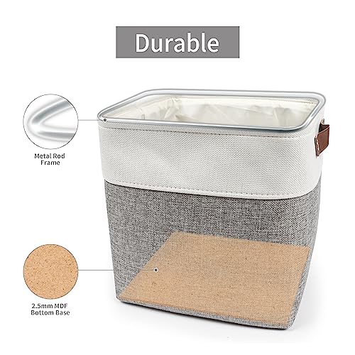 Bagnizer Collapsible Fabric Storage Cubes 11x11 Cube Storage Bins, 4 Pack Closet Baskets Box with Handles for Organizing, Shelf, Toys, Clothes, Home, Office, Nursery (Grey&White) - Image 4