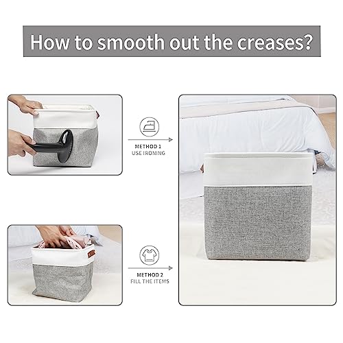 Bagnizer Collapsible Fabric Storage Cubes 11x11 Cube Storage Bins, 4 Pack Closet Baskets Box with Handles for Organizing, Shelf, Toys, Clothes, Home, Office, Nursery (Grey&White) - Image 5