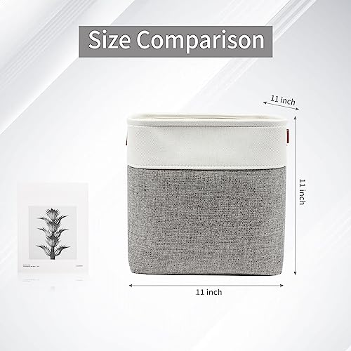 Bagnizer Collapsible Fabric Storage Cubes 11x11 Cube Storage Bins, 4 Pack Closet Baskets Box with Handles for Organizing, Shelf, Toys, Clothes, Home, Office, Nursery (Grey&White) - Image 3