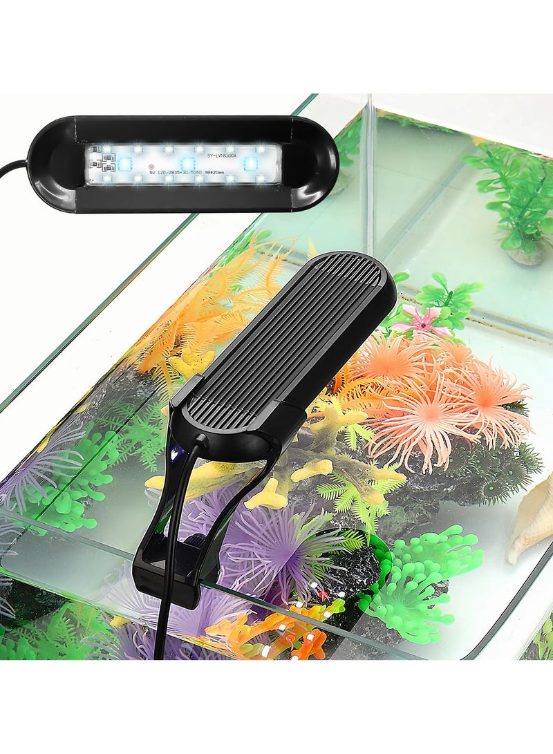CMGTYYD. مصباح حوض أسماك LED، مصباح حوض أسماك بمشبك لحوض أسماك بطول 20-35 سم، مصباح حوض أسماك كامل الطيف، مناسب لأحواض المياه العذبة، مع مؤقت، سطوع قابل للتعديل، و14 وضع إضاءة للأحواض المزروعة. - Image 1