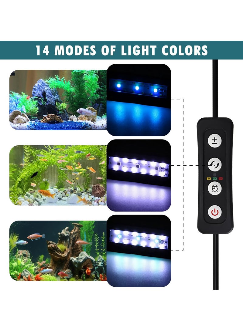 CMGTYYD. مصباح حوض أسماك LED، مصباح حوض أسماك بمشبك لحوض أسماك بطول 20-35 سم، مصباح حوض أسماك كامل الطيف، مناسب لأحواض المياه العذبة، مع مؤقت، سطوع قابل للتعديل، و14 وضع إضاءة للأحواض المزروعة. - Image 2