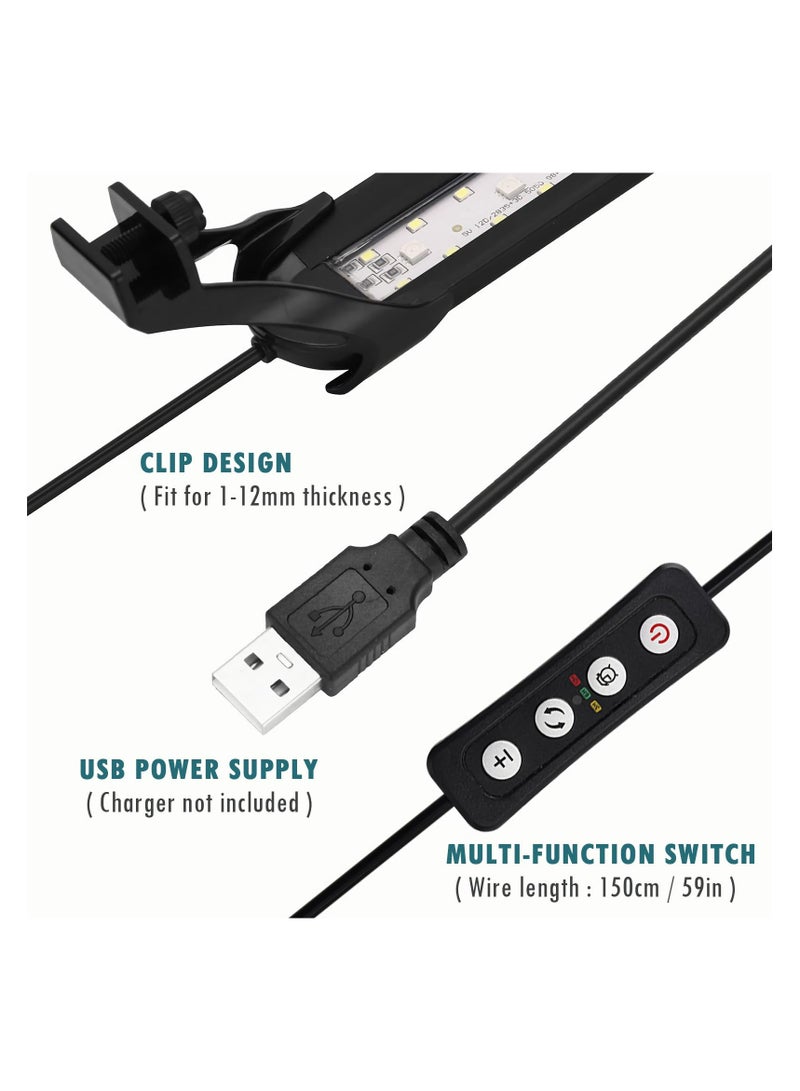 CMGTYYD. مصباح حوض أسماك LED، مصباح حوض أسماك بمشبك لحوض أسماك بطول 20-35 سم، مصباح حوض أسماك كامل الطيف، مناسب لأحواض المياه العذبة، مع مؤقت، سطوع قابل للتعديل، و14 وضع إضاءة للأحواض المزروعة. - Image 5