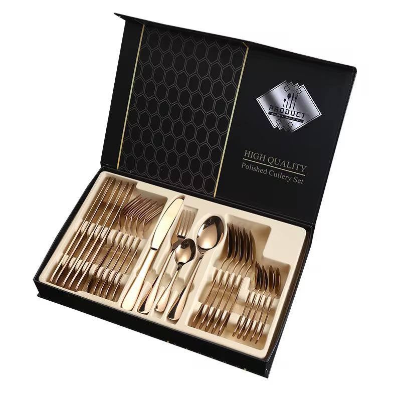 Premium 24-Piece Fork and Spoon Set with Luxury Case - Image 2