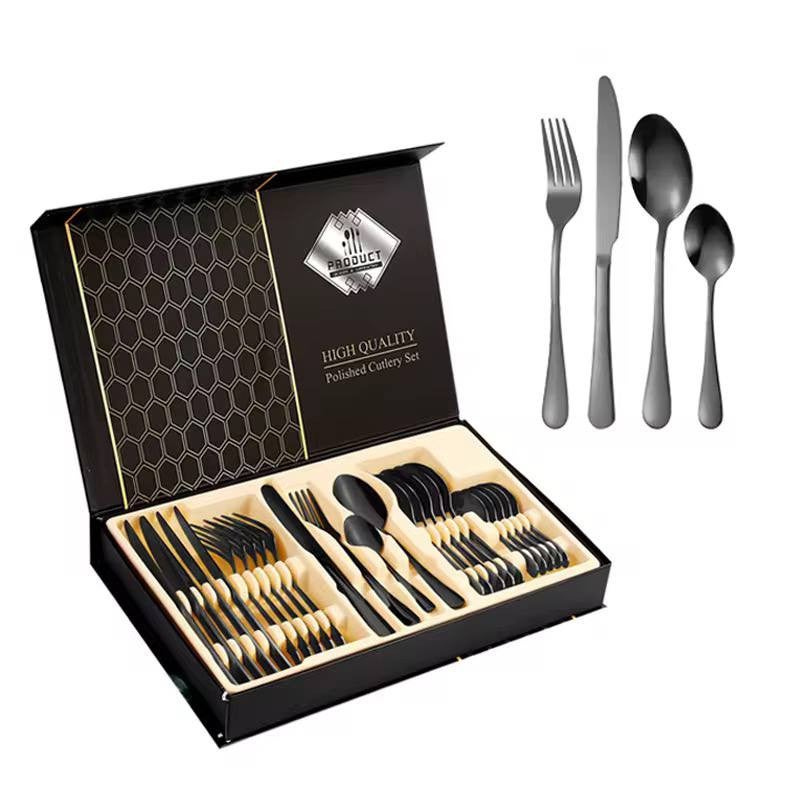 Premium 24-Piece Fork and Spoon Set with Luxury Case - Image 4