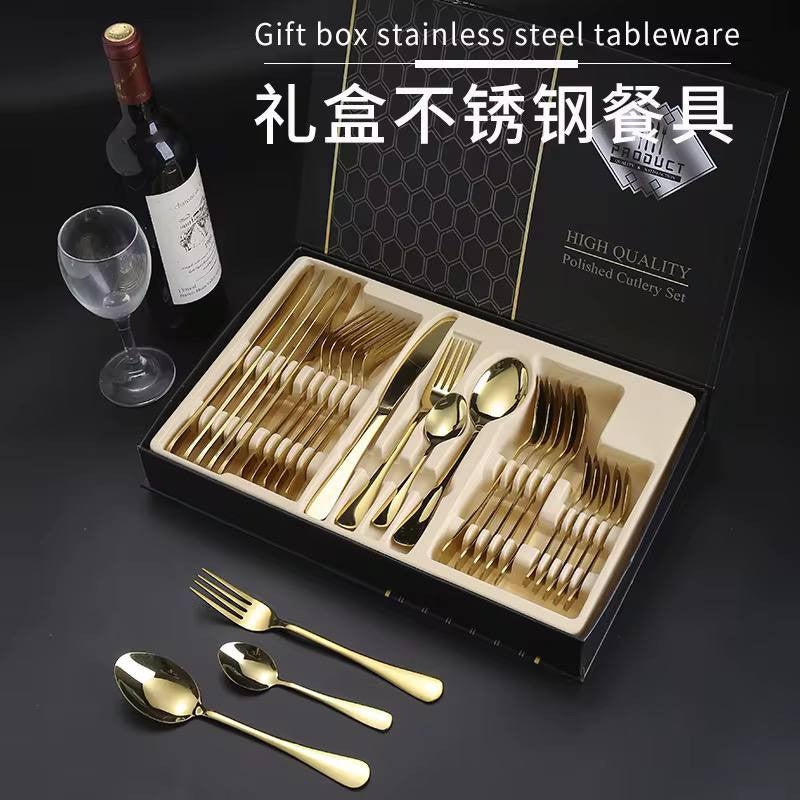 Premium 24-Piece Fork and Spoon Set with Luxury Case - Image 3
