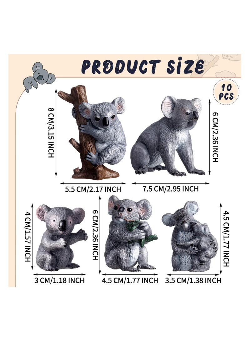 Zikra 10 Pcs Realistic Wildlife Jungle Zoo Koala Panther Figures Animals Model Australian America Forest Animal Party Favors Supplies Cake Toppers Gift Toys for Girls Boys Kid (Koala) - Image 2