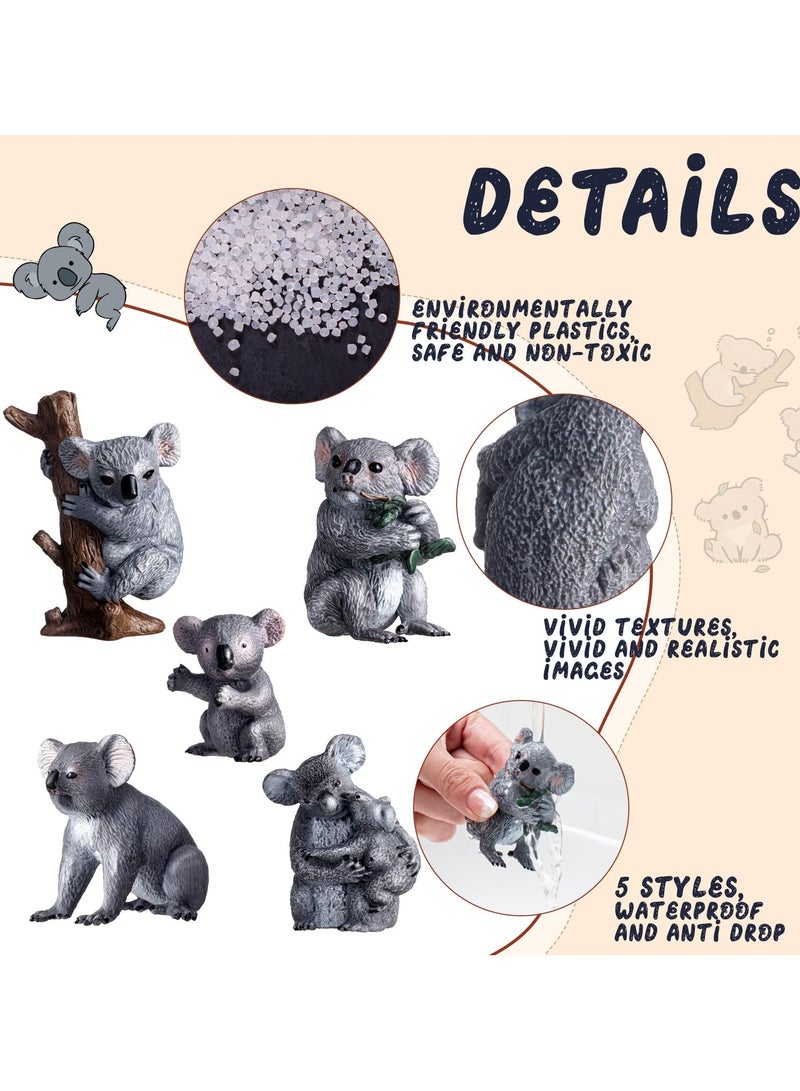 Zikra 10 Pcs Realistic Wildlife Jungle Zoo Koala Panther Figures Animals Model Australian America Forest Animal Party Favors Supplies Cake Toppers Gift Toys for Girls Boys Kid (Koala) - Image 3