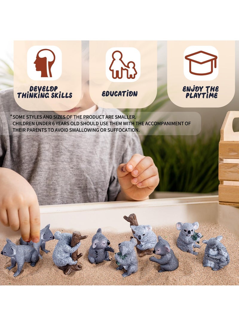 Zikra 10 Pcs Realistic Wildlife Jungle Zoo Koala Panther Figures Animals Model Australian America Forest Animal Party Favors Supplies Cake Toppers Gift Toys for Girls Boys Kid (Koala) - Image 5