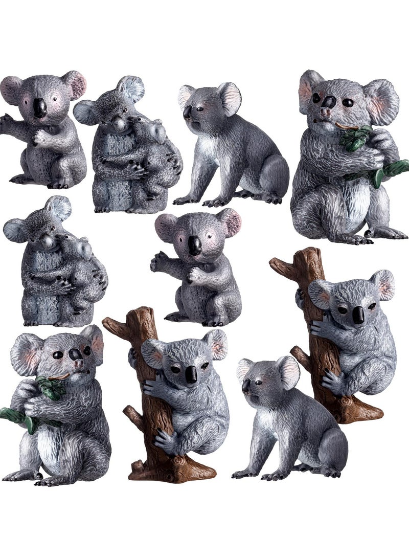 Zikra 10 Pcs Realistic Wildlife Jungle Zoo Koala Panther Figures Animals Model Australian America Forest Animal Party Favors Supplies Cake Toppers Gift Toys for Girls Boys Kid (Koala) - Image 1