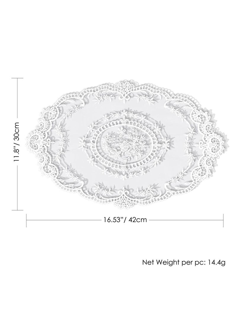Retro Lace Placemats, 2 Pcs French Crochet Doilies Table Placemats, Handmade Solid White Embroidered Lace Table Mats, 12x16 Inch - Image 2